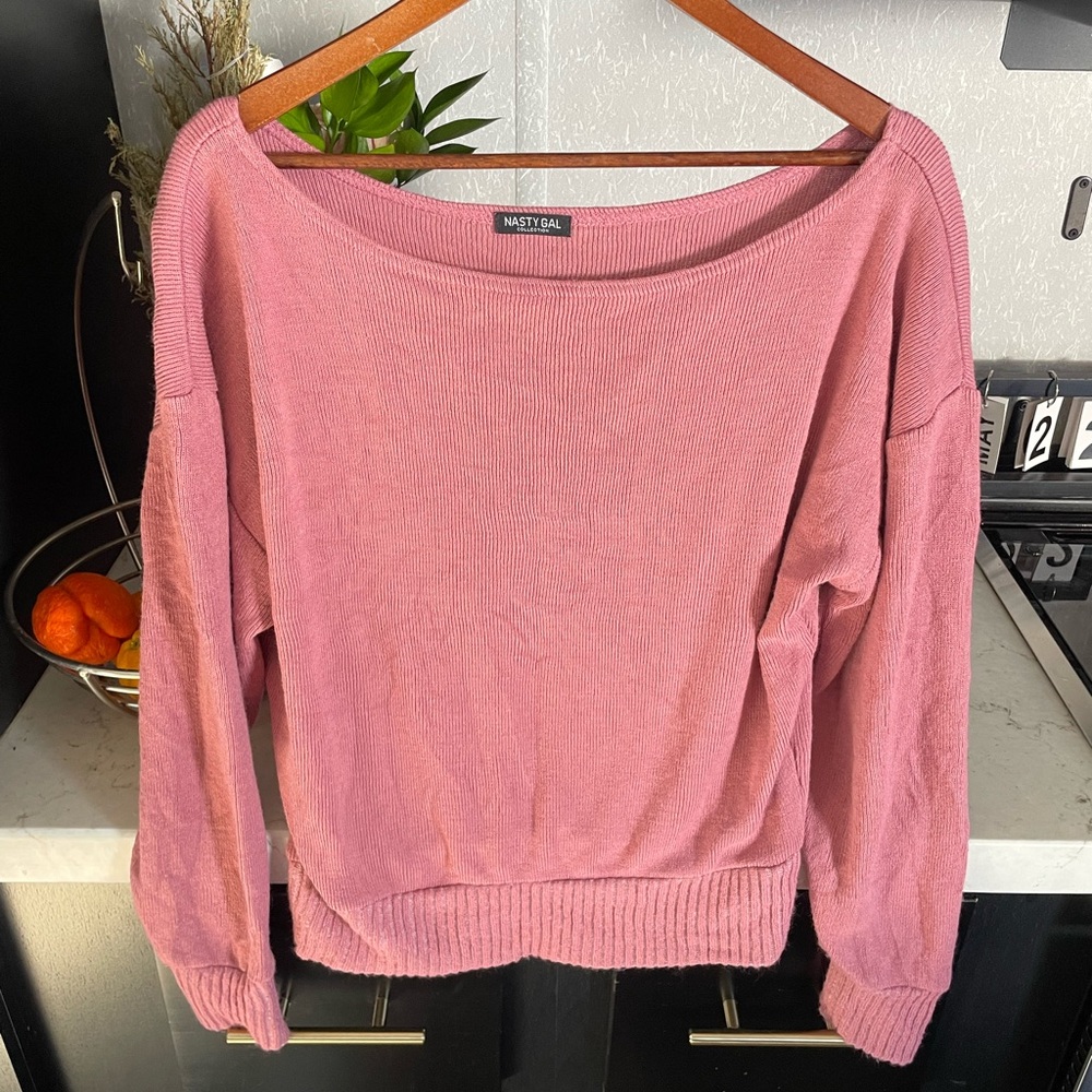 Nasty Gal Pink Off-the-Shoulder Sweater